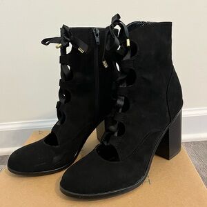Indigo Gothic Black Lace Up Boots with Zipper